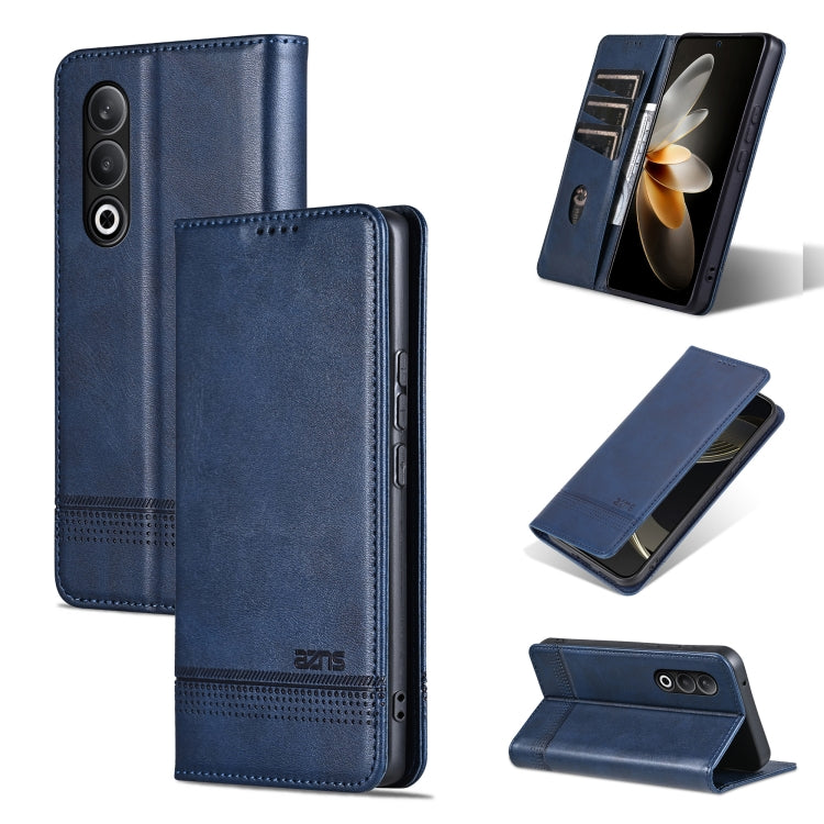 For OnePlus Nord CE4 AZNS Magnetic Calf Texture Flip Leather Phone Case(Dark Blue) by AZNS