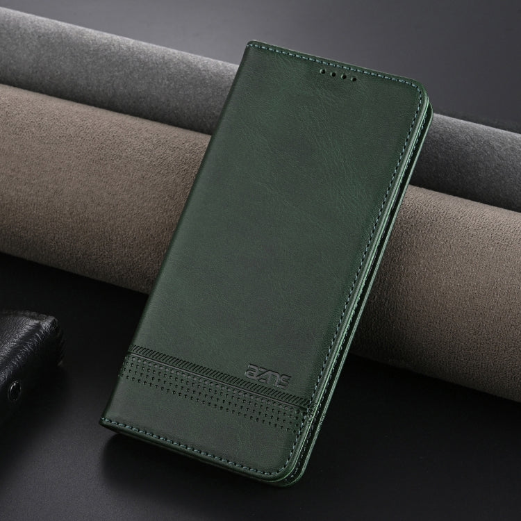 For OnePlus Nord CE4 AZNS Magnetic Calf Texture Flip Leather Phone Case(Dark Green) by AZNS