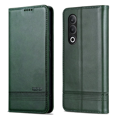 For OnePlus Nord CE4 AZNS Magnetic Calf Texture Flip Leather Phone Case(Dark Green) by AZNS
