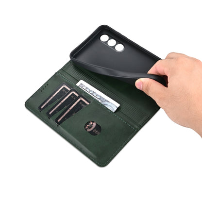 For OnePlus Nord CE4 AZNS Magnetic Calf Texture Flip Leather Phone Case(Dark Green) by AZNS