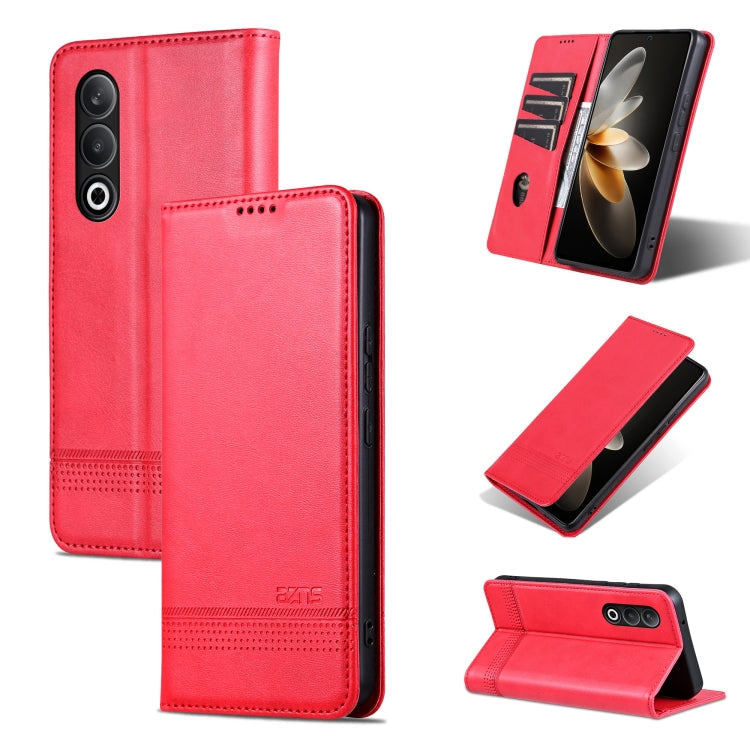 For OnePlus Nord CE4 AZNS Magnetic Calf Texture Flip Leather Phone Case(Red) by AZNS