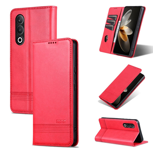 For OnePlus Nord CE4 AZNS Magnetic Calf Texture Flip Leather Phone Case(Red) by AZNS