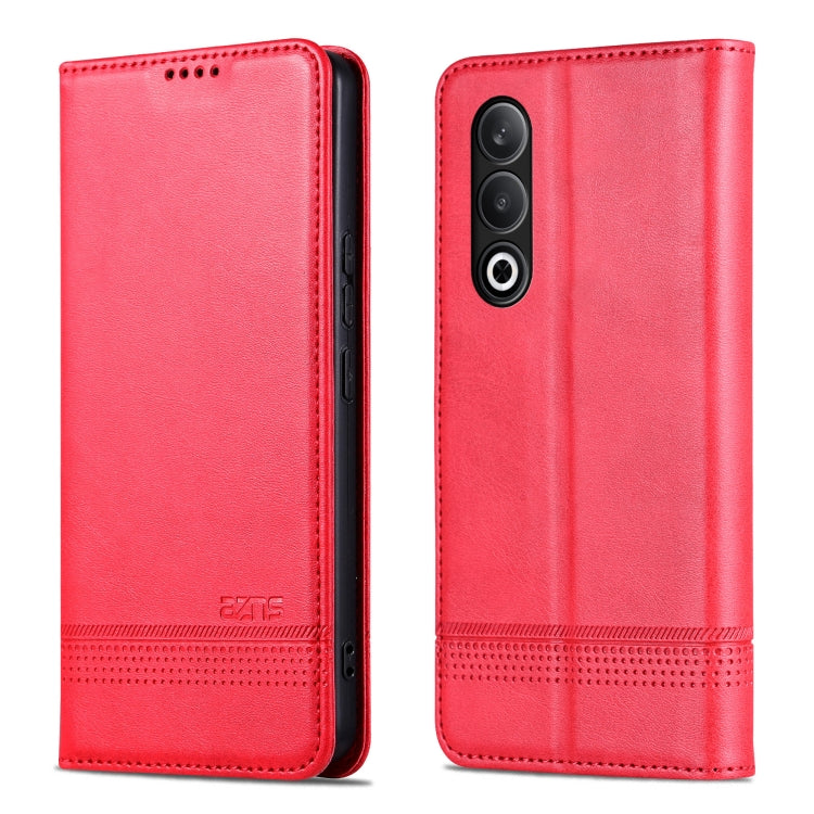For OnePlus Nord CE4 AZNS Magnetic Calf Texture Flip Leather Phone Case(Red) by AZNS