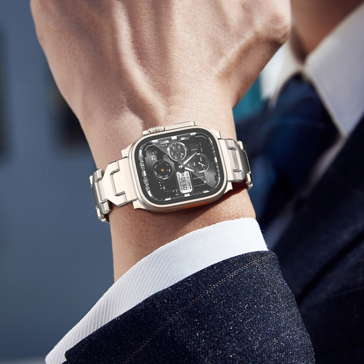 For Apple Watch Series 7 45mm Y Type Pure Titanium Watch Band(Black) by bashfashion