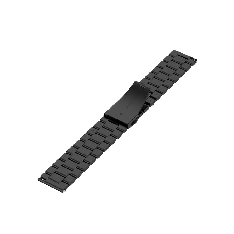 For Ticwatch GTX 22mm Three Buckle Stainless Steel Watch Band(Black) by bashfashion