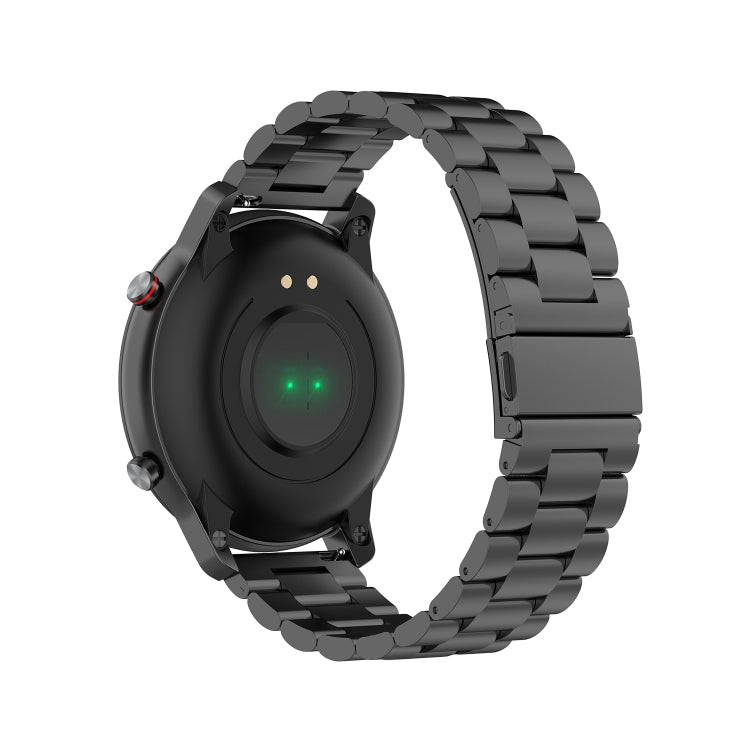 For Ticwatch GTX 22mm Three Buckle Stainless Steel Watch Band(Black) by bashfashion