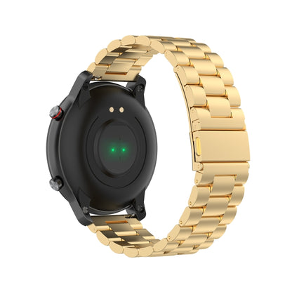 For Ticwatch GTX 22mm Three Buckle Stainless Steel Watch Band(Gold) by bashfashion