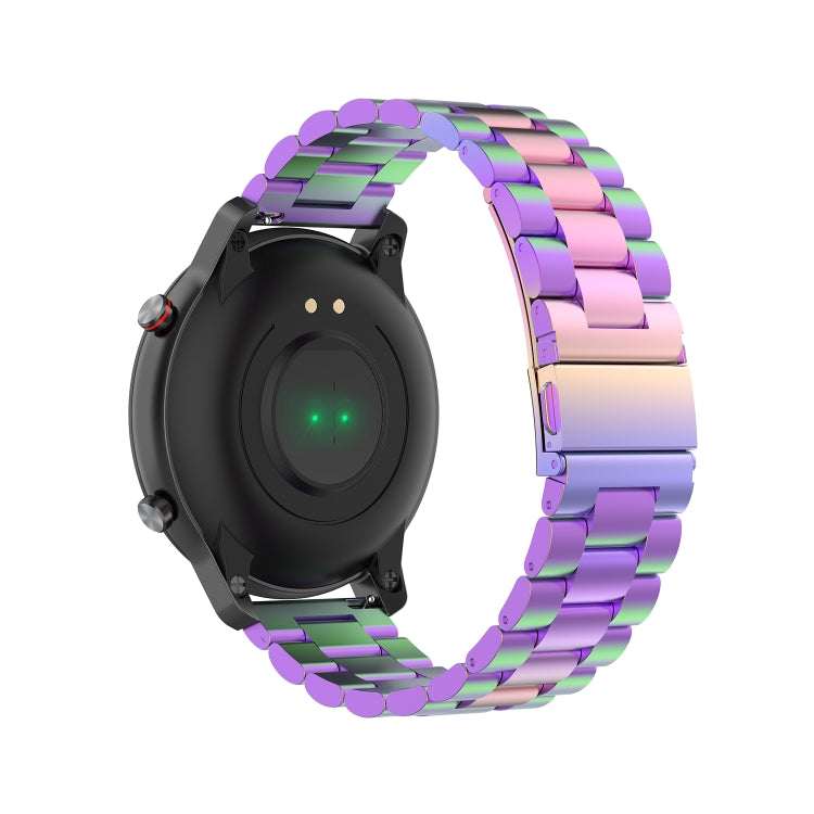 For Ticwatch GTX 22mm Three Buckle Stainless Steel Watch Band(Colour) by bashfashion