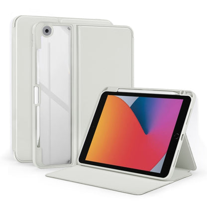 For iPad 10.2 2021 / 2020 2-Fold Clear Acrylic Leather Tablet Case(Light Grey) by bashfashion