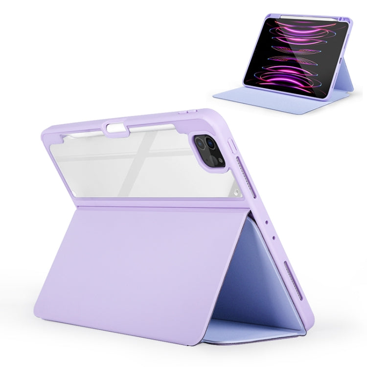 For iPad Air 2022/2020 10.9 2-Fold Clear Acrylic Leather Tablet Case(Light Purple) by bashfashion