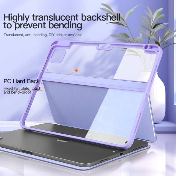 For iPad Air 2022/2020 10.9 2-Fold Clear Acrylic Leather Tablet Case(Light Purple) by bashfashion