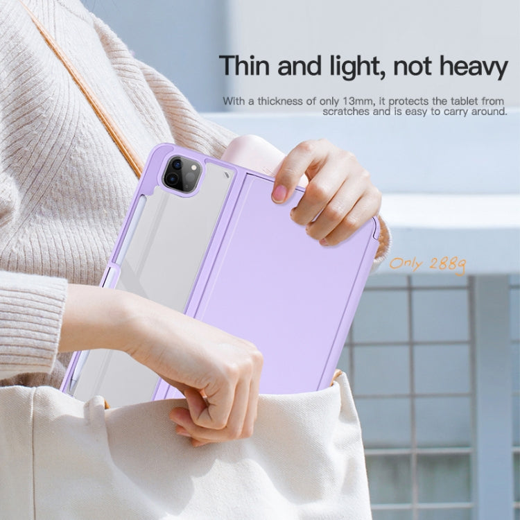 For iPad 2025 / 2022 2-Fold Clear Acrylic Leather Tablet Case(Light Purple) by bashfashion