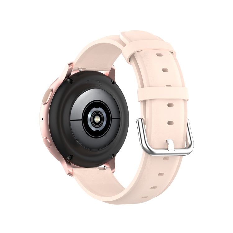 For Galaxy Watch Active3 / Galaxy Watch 3 41mm 20mm Universal Leather Watch Band(Light Pink) by bashfashion