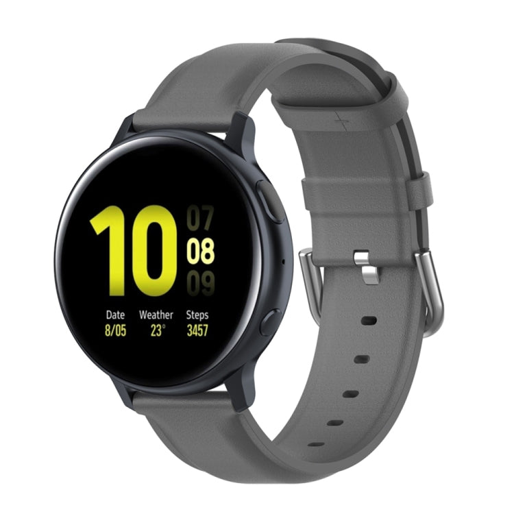For Galaxy Watch Active3 / Galaxy Watch 3 41mm 20mm Universal Leather Watch Band(Grey) by bashfashion