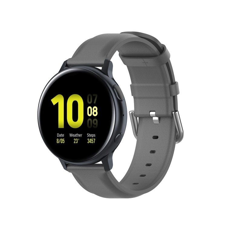 For Galaxy Watch Active3 / Galaxy Watch 3 41mm 20mm Universal Leather Watch Band(Grey) by bashfashion