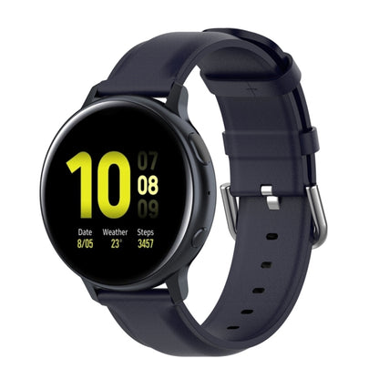 For Galaxy Watch Active3 / Galaxy Watch 3 41mm 20mm Universal Leather Watch Band(Navy Blue) by bashfashion