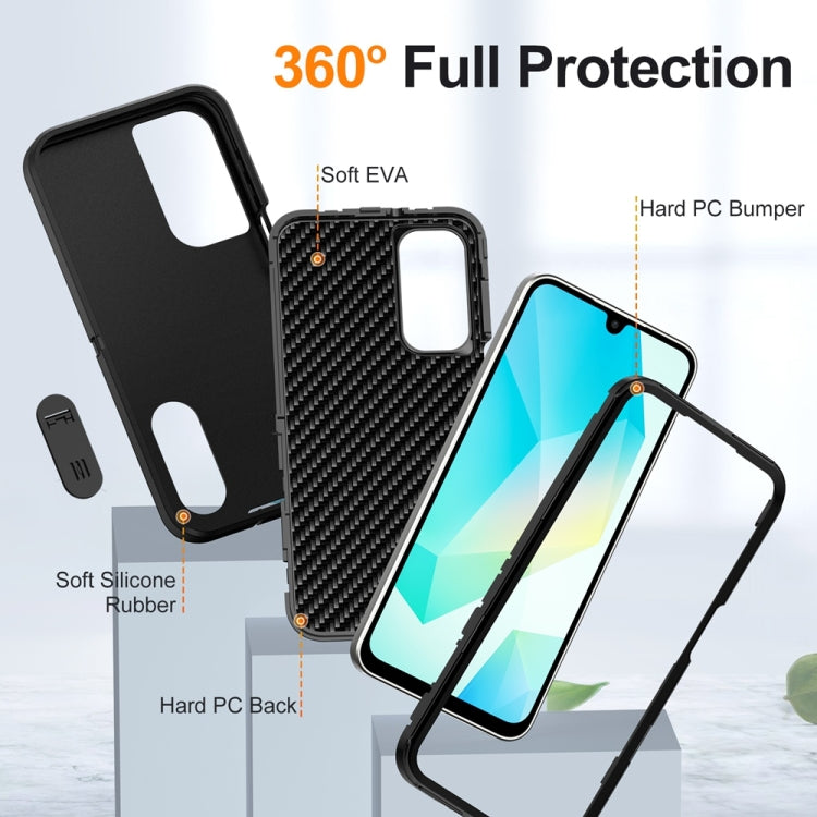 For Samsung Galaxy A16 4G Rugged PC Hybrid Silicone Phone Case with Holder(Black) by bashfashion