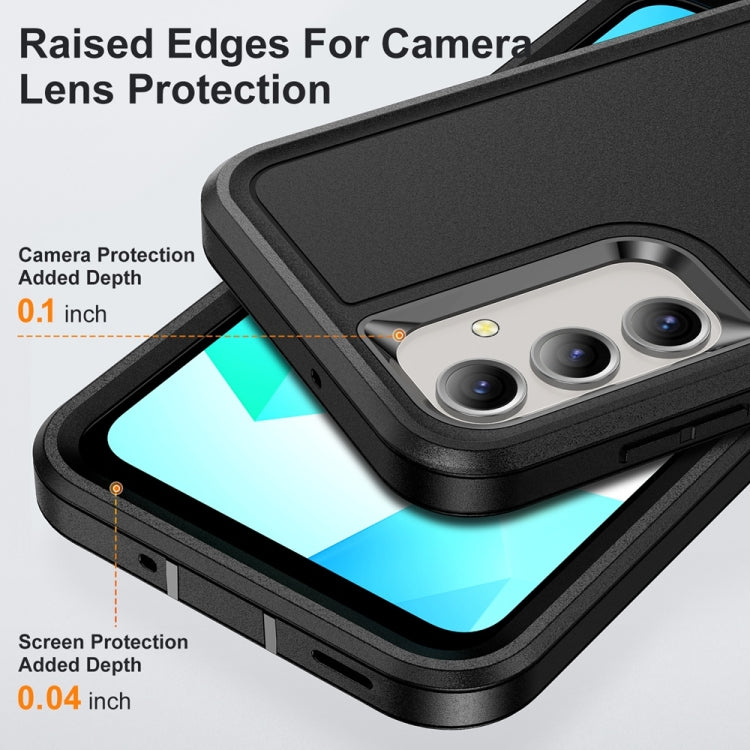 For Samsung Galaxy A16 4G Rugged PC Hybrid Silicone Phone Case with Holder(Black) by bashfashion