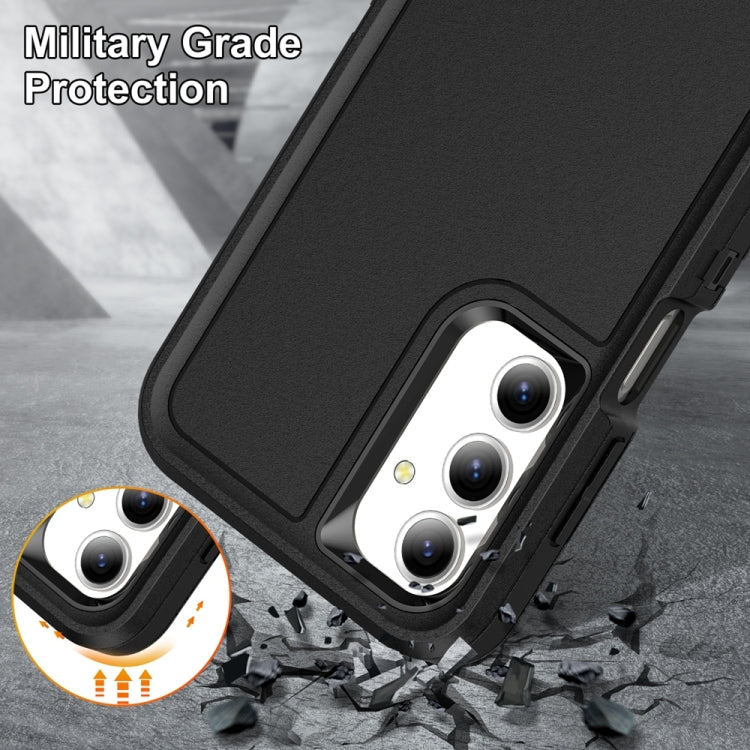 For Samsung Galaxy A16 4G Rugged PC Hybrid Silicone Phone Case with Holder(Black) by bashfashion