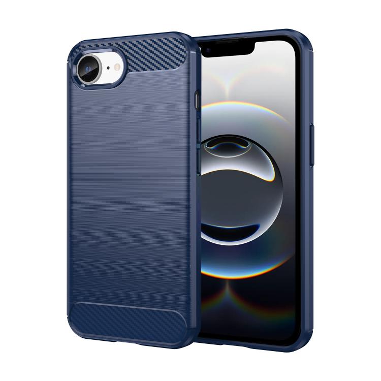 For iPhone 16e Brushed Texture Carbon Fiber TPU Phone Case(Blue) by bashfashion