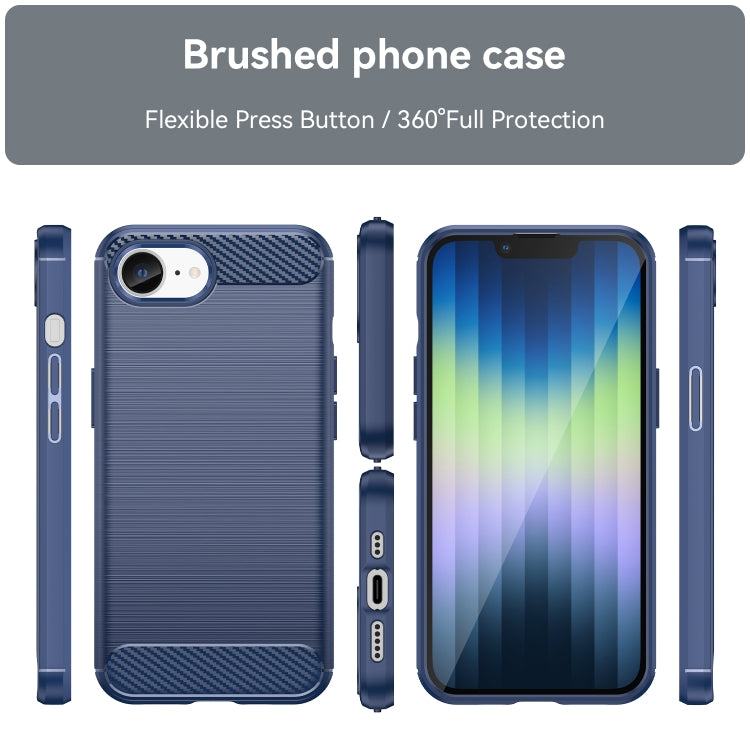 For iPhone 16e Brushed Texture Carbon Fiber TPU Phone Case(Blue) by bashfashion