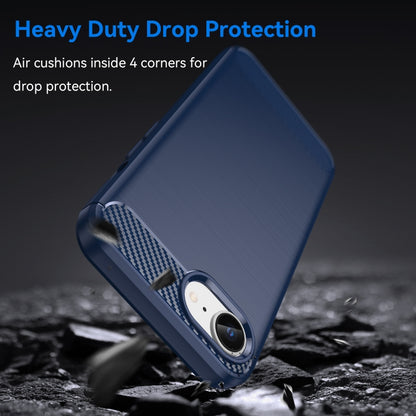 For iPhone 16e Brushed Texture Carbon Fiber TPU Phone Case(Blue) by bashfashion