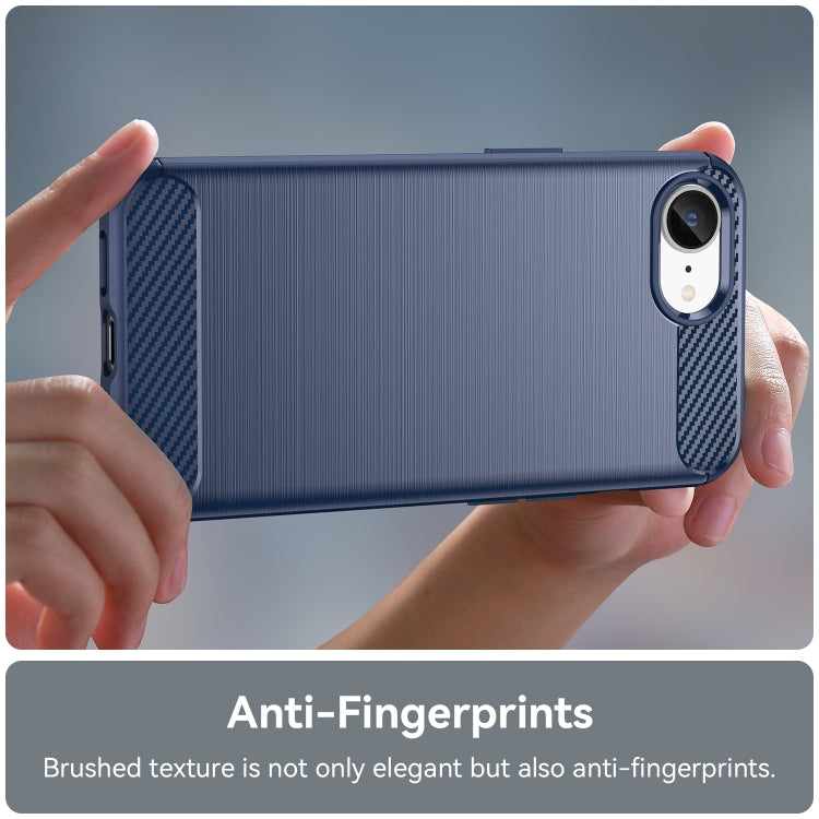 For iPhone 16e Brushed Texture Carbon Fiber TPU Phone Case(Blue) by bashfashion