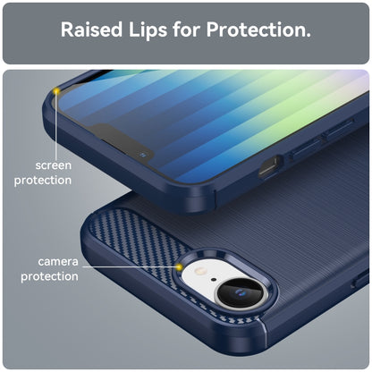 For iPhone 16e Brushed Texture Carbon Fiber TPU Phone Case(Blue) by bashfashion