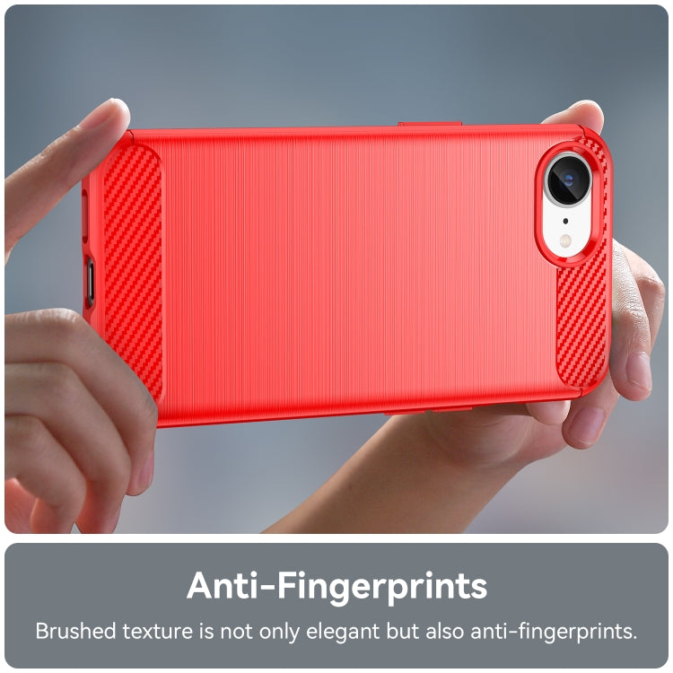 For iPhone 16e Brushed Texture Carbon Fiber TPU Phone Case(Red) by bashfashion