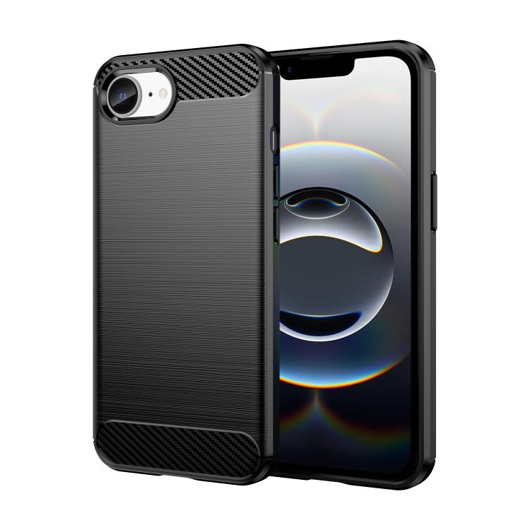 For iPhone 16e Brushed Texture Carbon Fiber TPU Phone Case(Black) by bashfashion