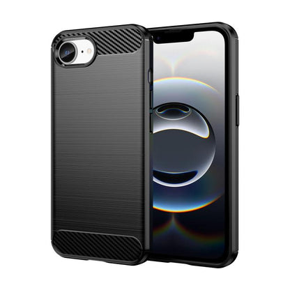 For iPhone 16e Brushed Texture Carbon Fiber TPU Phone Case(Black) by bashfashion
