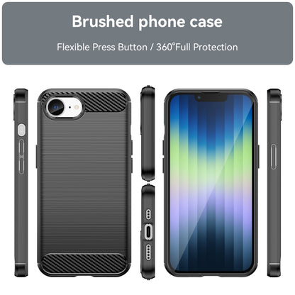 For iPhone 16e Brushed Texture Carbon Fiber TPU Phone Case(Black) by bashfashion