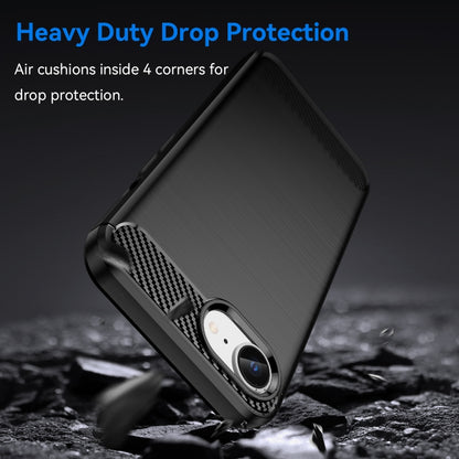 For iPhone 16e Brushed Texture Carbon Fiber TPU Phone Case(Black) by bashfashion