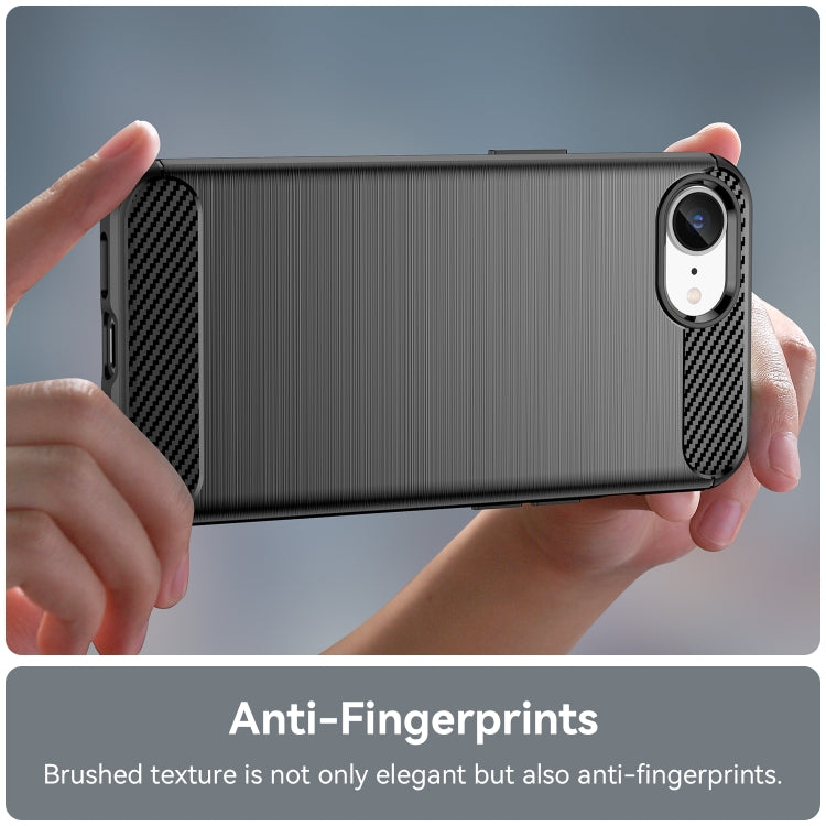 For iPhone 16e Brushed Texture Carbon Fiber TPU Phone Case(Black) by bashfashion