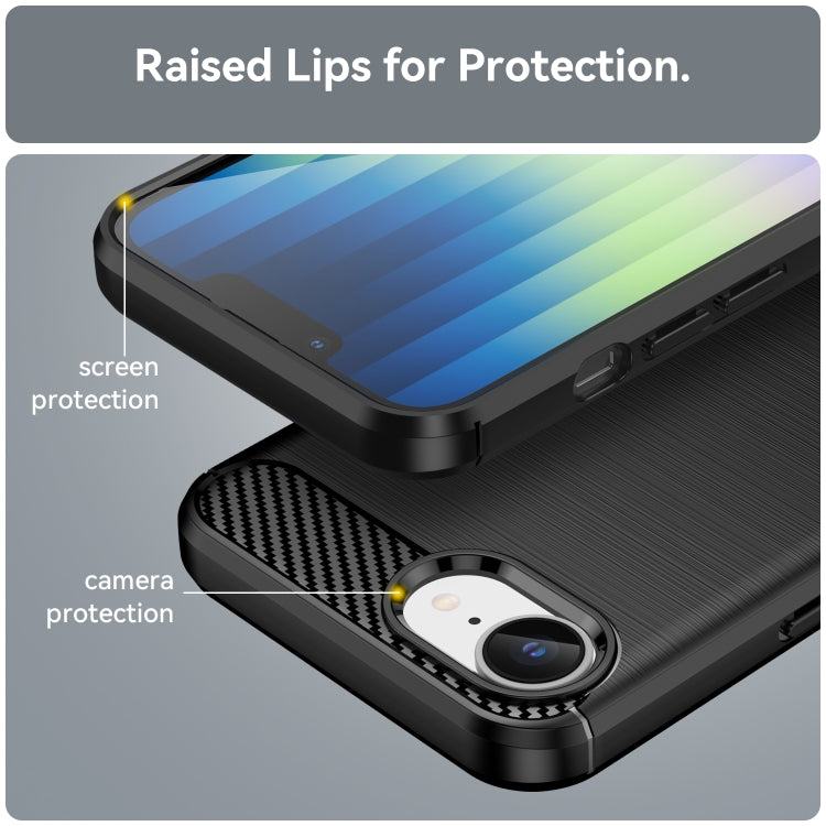 For iPhone 16e Brushed Texture Carbon Fiber TPU Phone Case(Black) by bashfashion