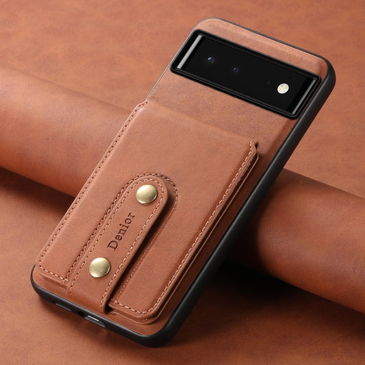 For Google Pixel 6 Denior D14 NK Retro Pattern MagSafe Magnetic Card Holder Leather Phone Case(Brown) by Denior