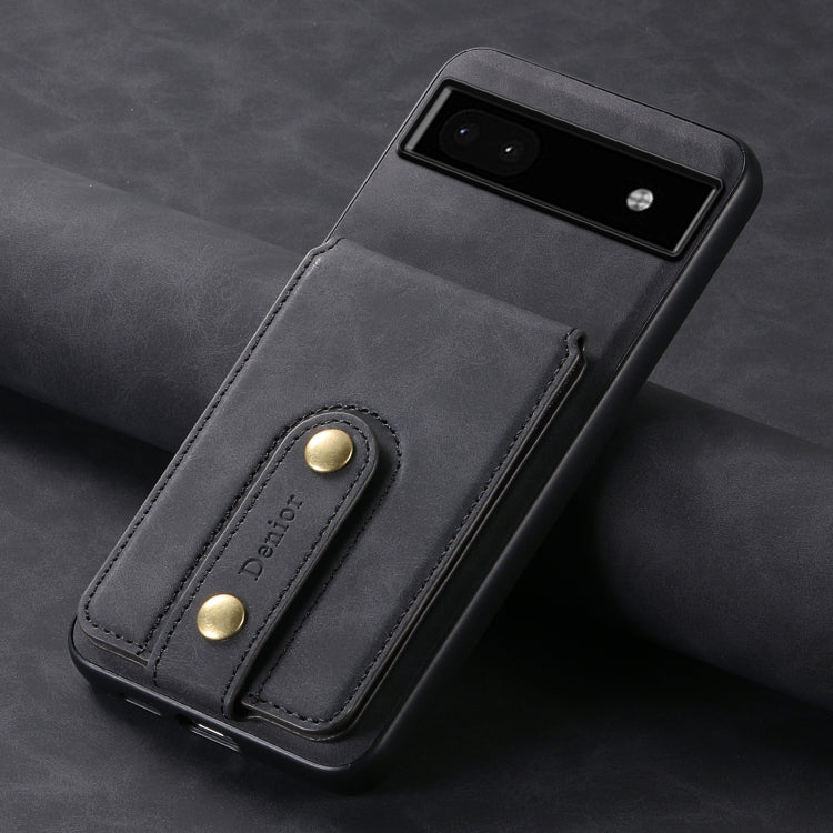 For Google Pixel 6a Denior D14 NK Retro Pattern MagSafe Magnetic Card Holder Leather Phone Case(Black) by Denior