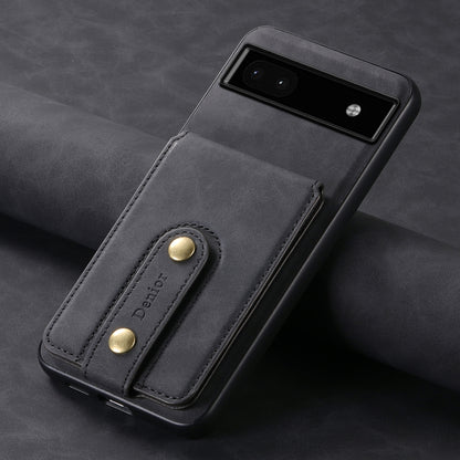 For Google Pixel 6a Denior D14 NK Retro Pattern MagSafe Magnetic Card Holder Leather Phone Case(Black) by Denior