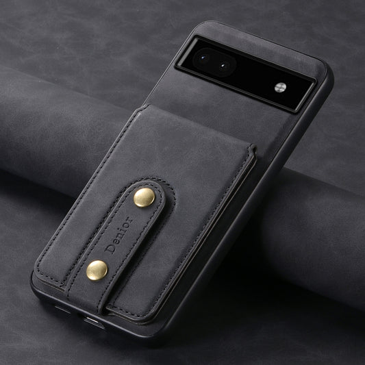 For Google Pixel 6a Denior D14 NK Retro Pattern MagSafe Magnetic Card Holder Leather Phone Case(Black) by Denior