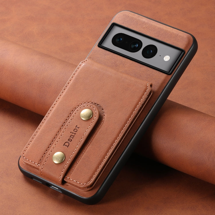 For Google Pixel 7 Pro 5G Denior D14 NK Retro Pattern MagSafe Magnetic Card Holder Leather Phone Case(Brown) by Denior