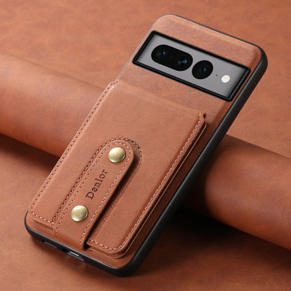 For Google Pixel 7 Pro 5G Denior D14 NK Retro Pattern MagSafe Magnetic Card Holder Leather Phone Case(Brown) by Denior