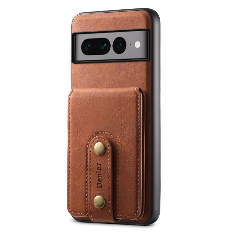 For Google Pixel 7 Pro 5G Denior D14 NK Retro Pattern MagSafe Magnetic Card Holder Leather Phone Case(Brown) by Denior