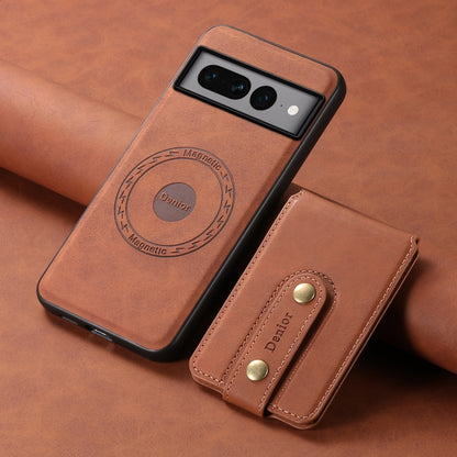 For Google Pixel 7 Pro 5G Denior D14 NK Retro Pattern MagSafe Magnetic Card Holder Leather Phone Case(Brown) by Denior