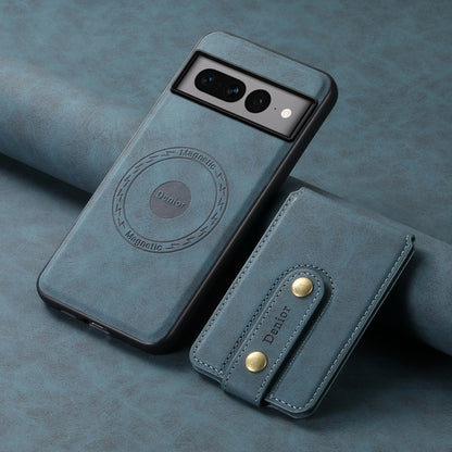 For Google Pixel 7 Pro 5G Denior D14 NK Retro Pattern MagSafe Magnetic Card Holder Leather Phone Case(Blue) by Denior