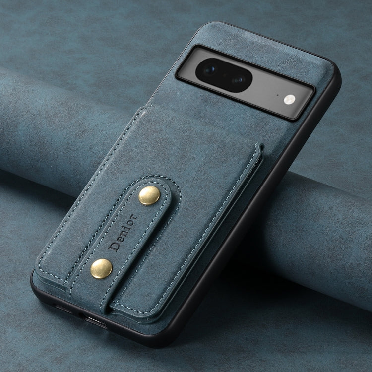 For Google Pixel 7 5G Denior D14 NK Retro Pattern MagSafe Magnetic Card Holder Leather Phone Case(Blue) by Denior