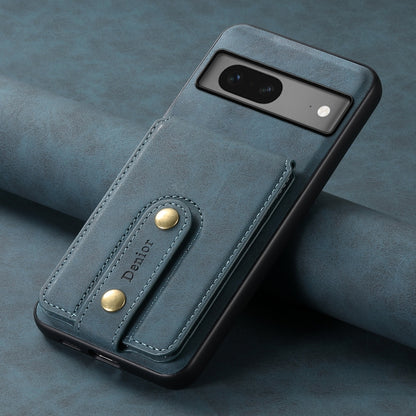 For Google Pixel 7 5G Denior D14 NK Retro Pattern MagSafe Magnetic Card Holder Leather Phone Case(Blue) by Denior