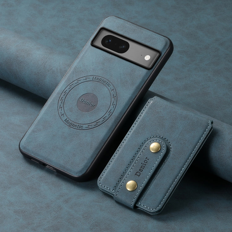 For Google Pixel 7 5G Denior D14 NK Retro Pattern MagSafe Magnetic Card Holder Leather Phone Case(Blue) by Denior