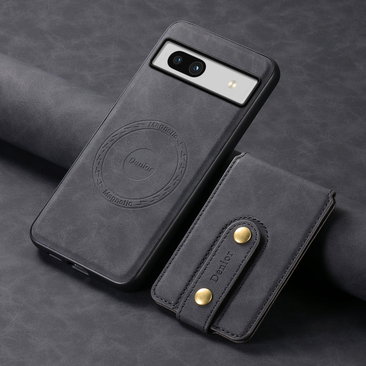 For Google Pixel 7a Denior D14 NK Retro Pattern MagSafe Magnetic Card Holder Leather Phone Case(Black) by Denior