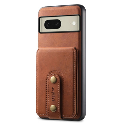 For Google Pixel 8 Denior D14 NK Retro Pattern MagSafe Magnetic Card Holder Leather Phone Case(Brown) by Denior