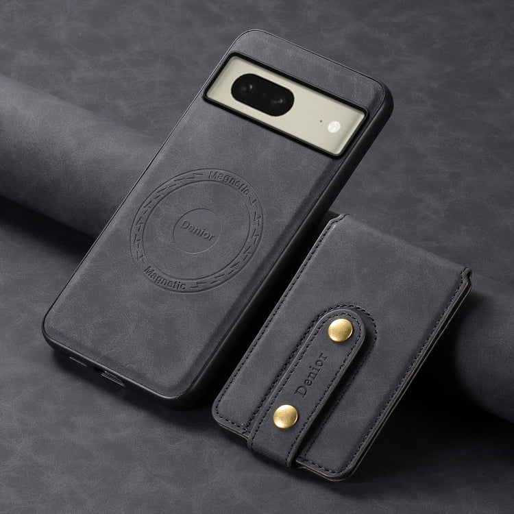 For Google Pixel 8 Denior D14 NK Retro Pattern MagSafe Magnetic Card Holder Leather Phone Case(Black) by Denior